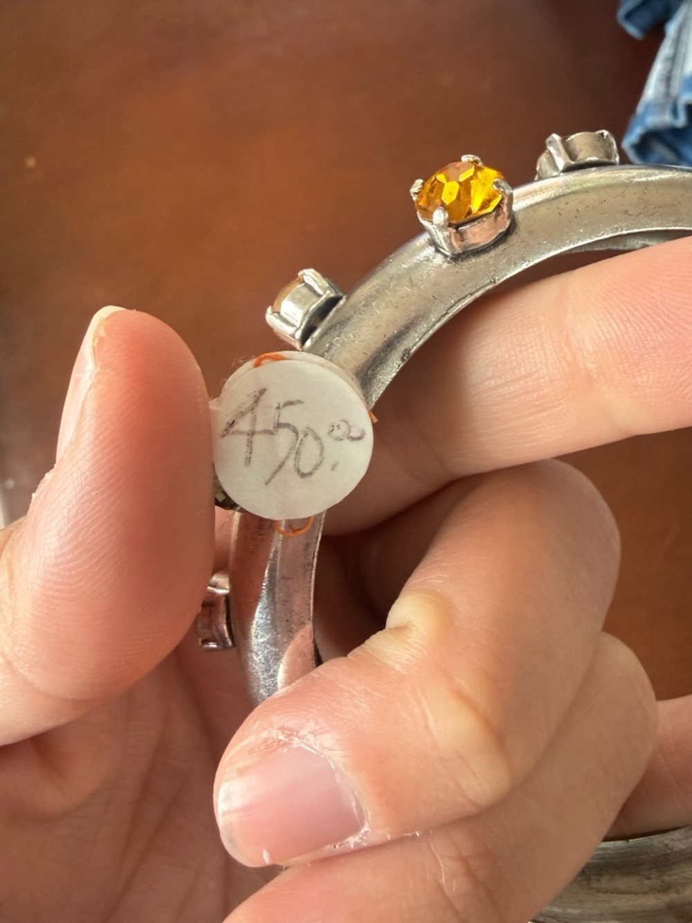 Aris Silver Bracelet with Amber and Clear Rhinestones - Picture 4 of 4